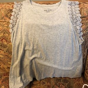 Ava & Viv grey tank with flower sleeves